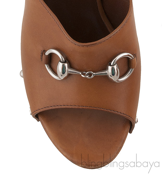 Brown Horsebit Mule