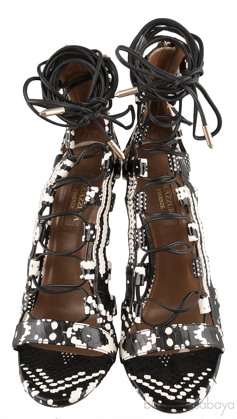 Python Bi-color Lace Up Heels