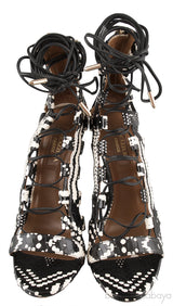 Python Bi-color Lace Up Heels