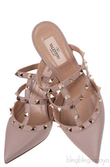 Nude Matte Rockstud Pointed Toe Mule