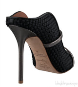 Maureen Black Woven Satin Mules