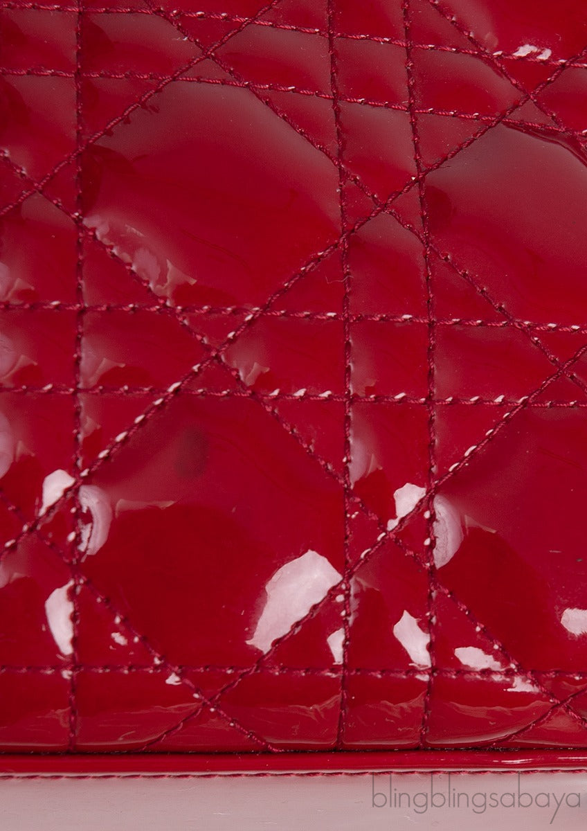Lady Dior Red Patent Quilted Bag PHW