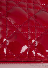 Lady Dior Red Patent Quilted Bag PHW