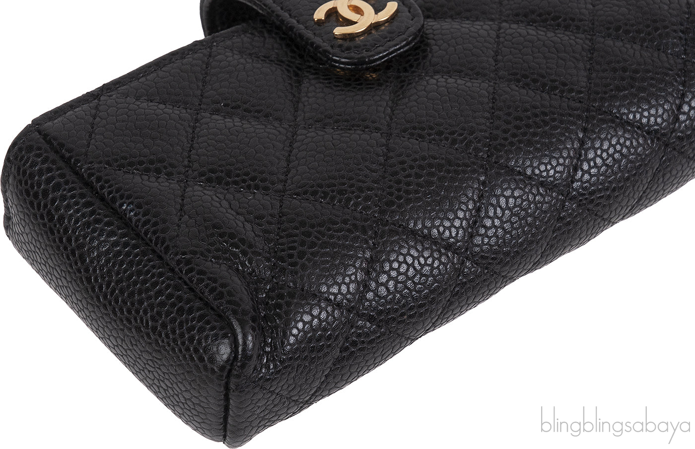 Chanel Black Quilted Phone Holder GHW