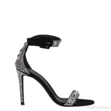 Black Suede Crystal Sandals