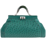 Green Ostrich Jade Handle Bag
