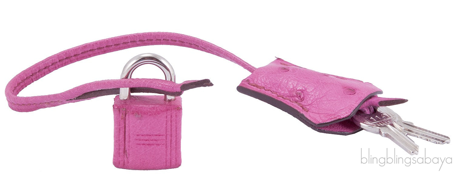 Birkin 35 Ostrich Fuschia Pink PHW