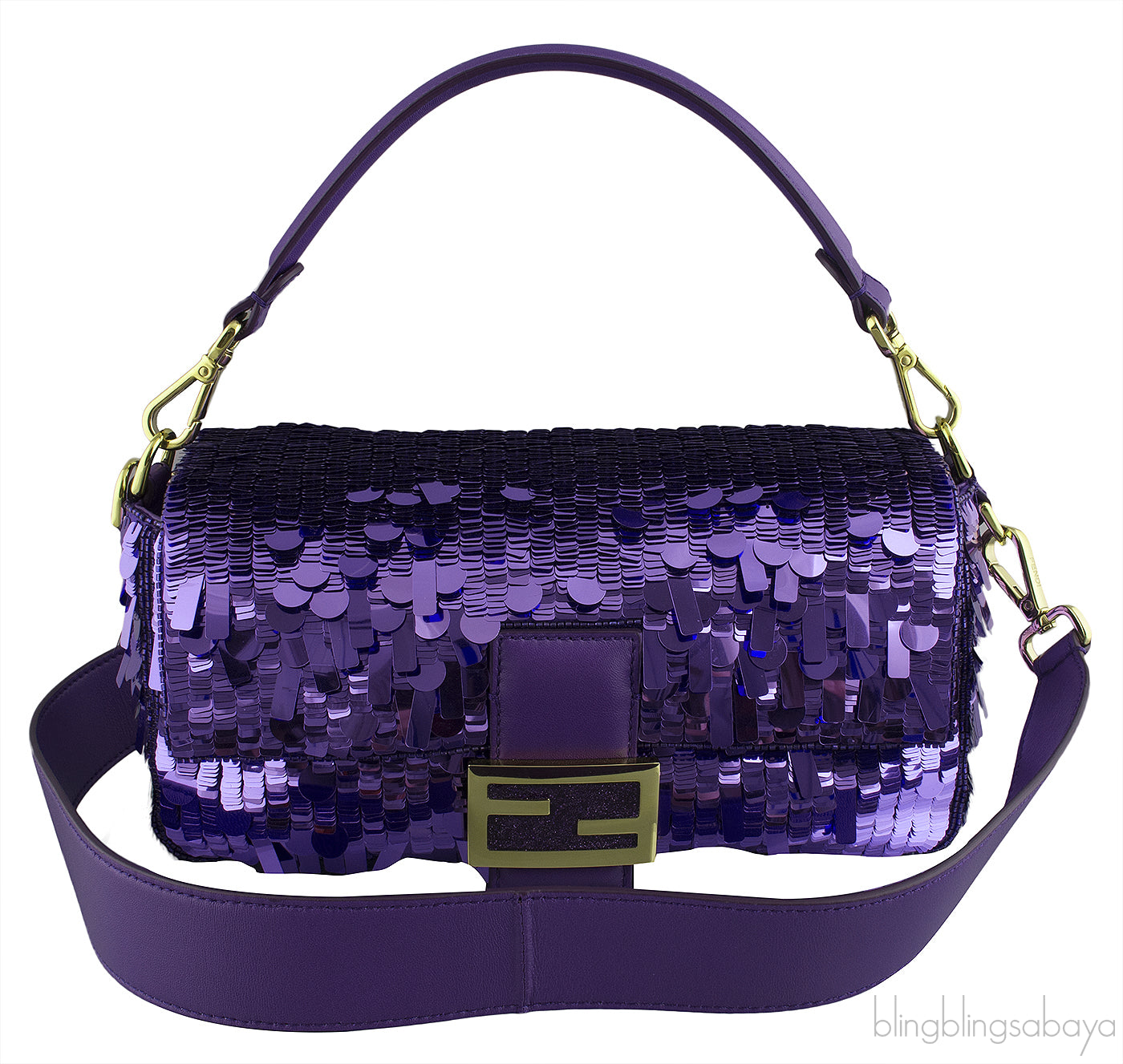 Baguette Purple Sequined Bag