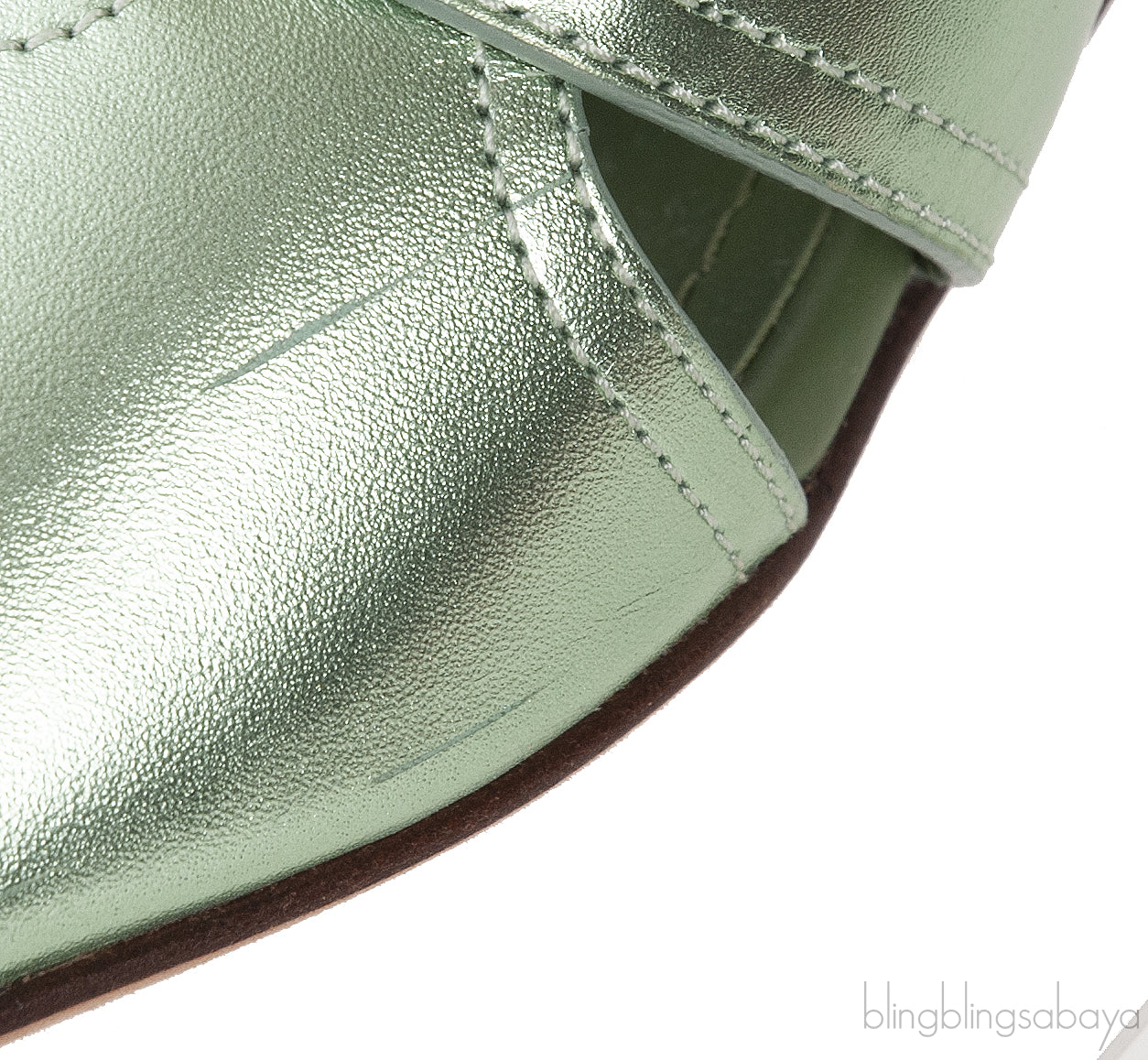 OR Montaigne Metallic Green Heels Slide
