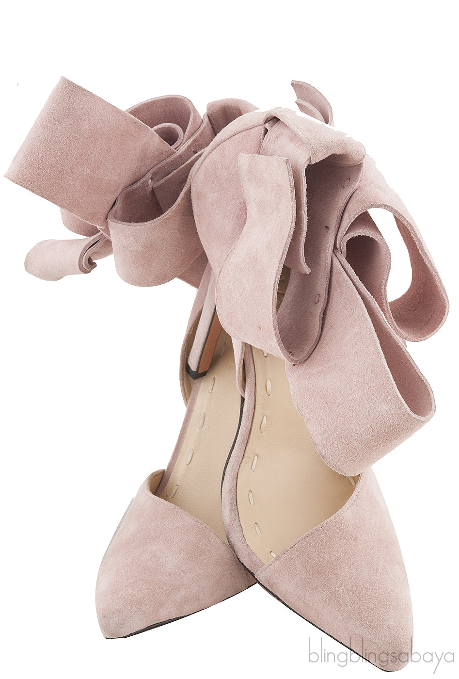 Old Rose Bow Suede Pump