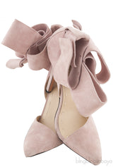Old Rose Bow Suede Pump