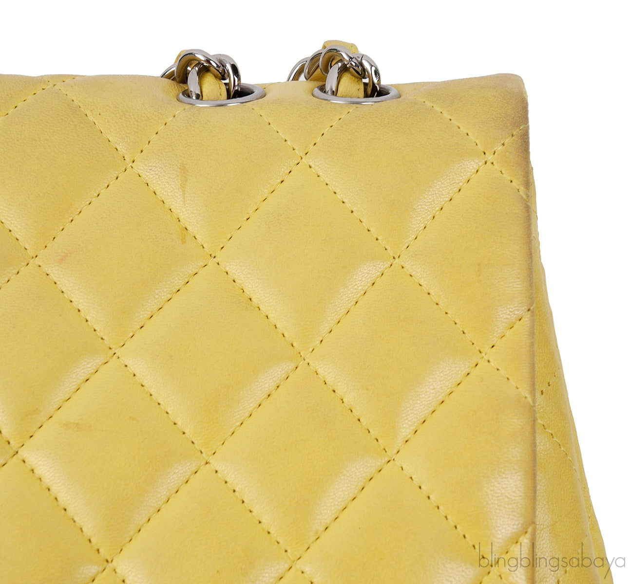 Yellow Quilted Classic Jumbo Flap Bag PHW