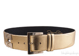 Oscar Dela Renta Metallic Gold Double Hinge Belt