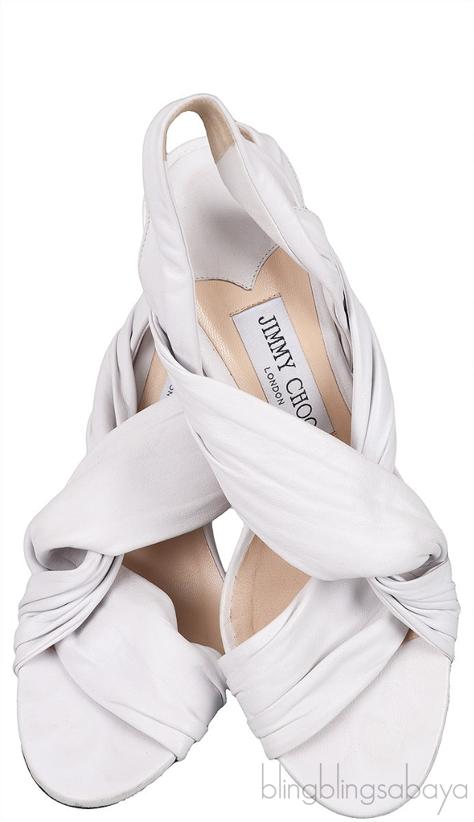 White Leather Slingback Heels