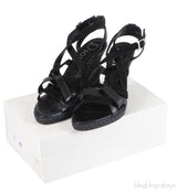 Christian Dior Black Wedge Strappy Heels