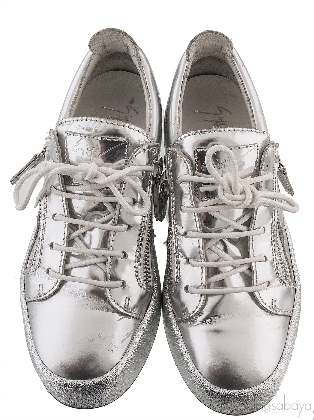 Silver Metallic Leather Sneaker