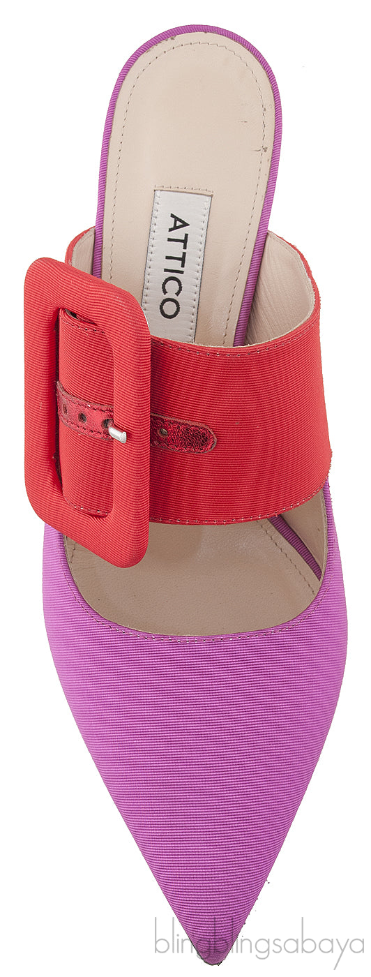 Bi-color Large Buckle Mule