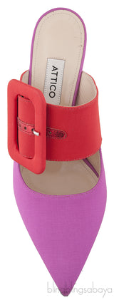 Bi-color Large Buckle Mule
