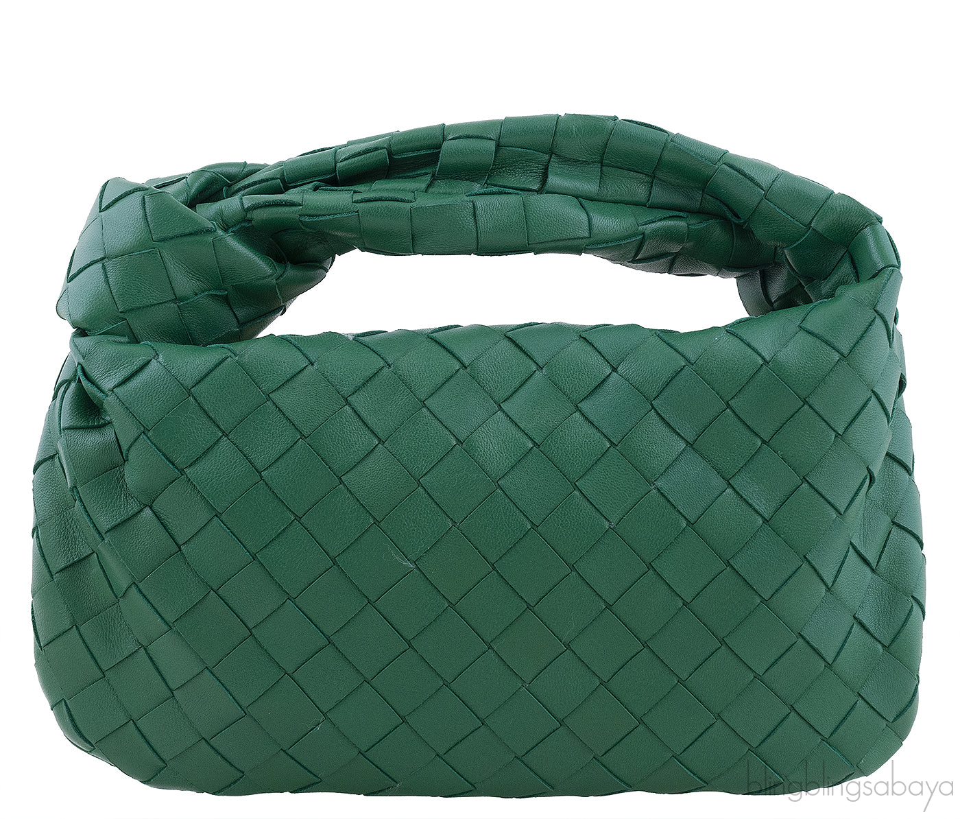 Green Jodie Mini Knotted Intrecciato Leather Tote