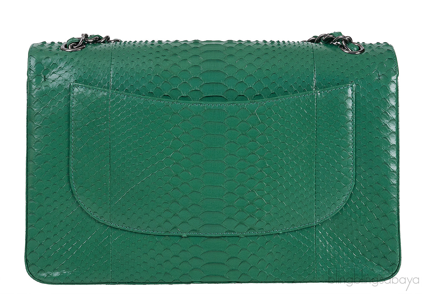 Chanel Classic Jumbo CC Emerald Green Python Flap Bag