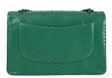 Chanel Classic Jumbo CC Emerald Green Python Flap Bag
