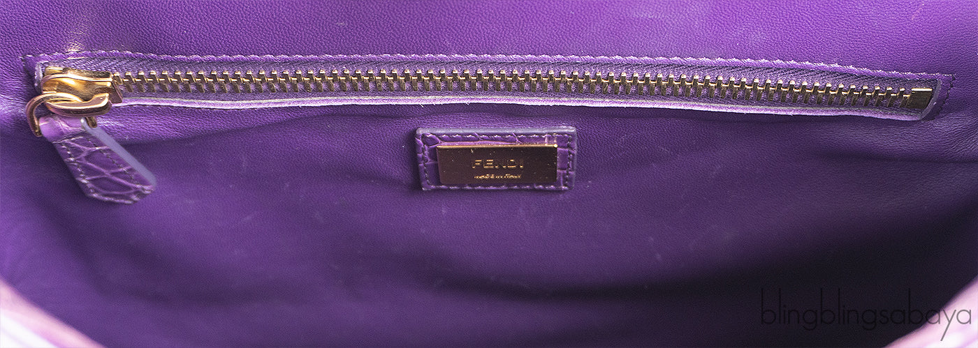Fendi Purple Crocodile Medium Peekaboo GHW