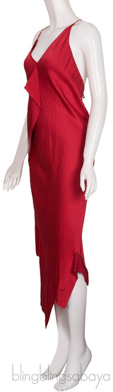Jimboy Asymmetric Hammered Silk-satin Midi Dress
