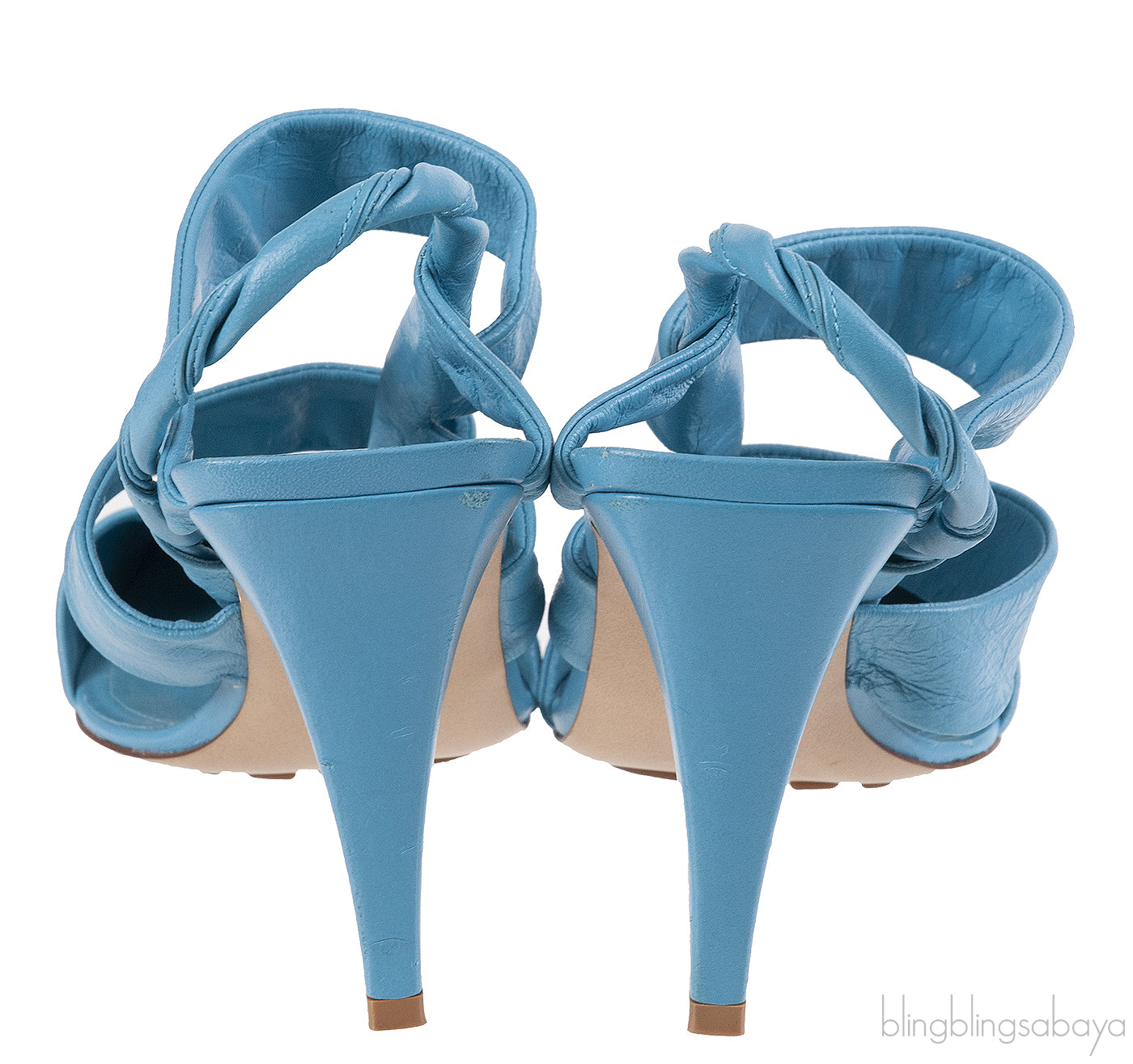 Bottega Veneta Blue Point Leather Slingback Pumps