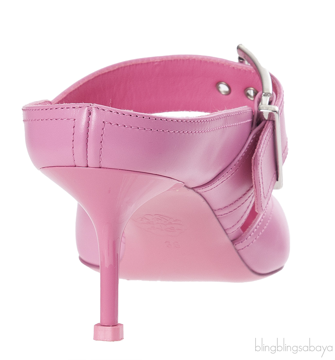 Alexander McQueen Pink Punk Buckle Mules
