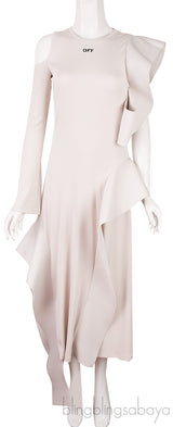 Off-white Cold Shoulder Ruffle Dress