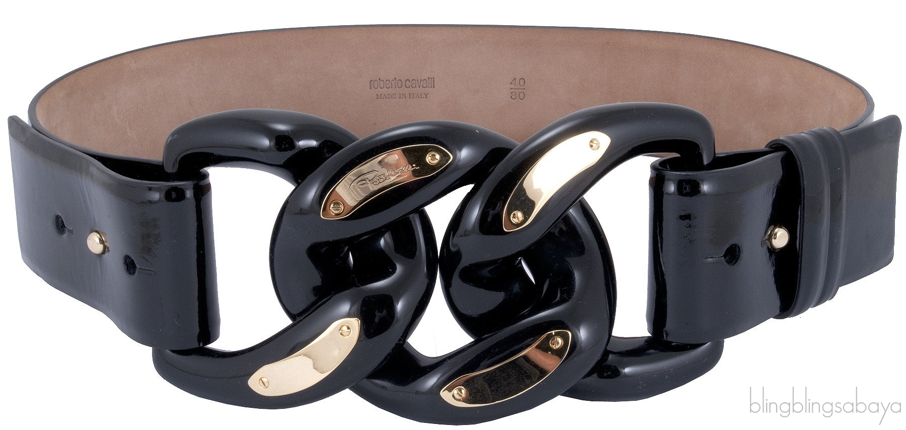 Black Patent Lucite Chain Belt*