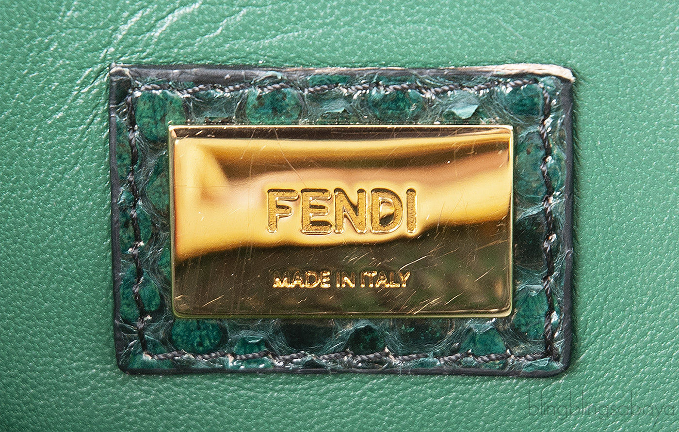 Fendi Peekaboo Medium Green Python Bag