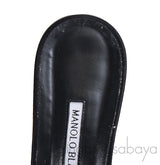 Manolo Blahnik Martamod Black Satin Mules