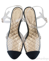 PVC Crystal & Fabric Cap Toe Slingback