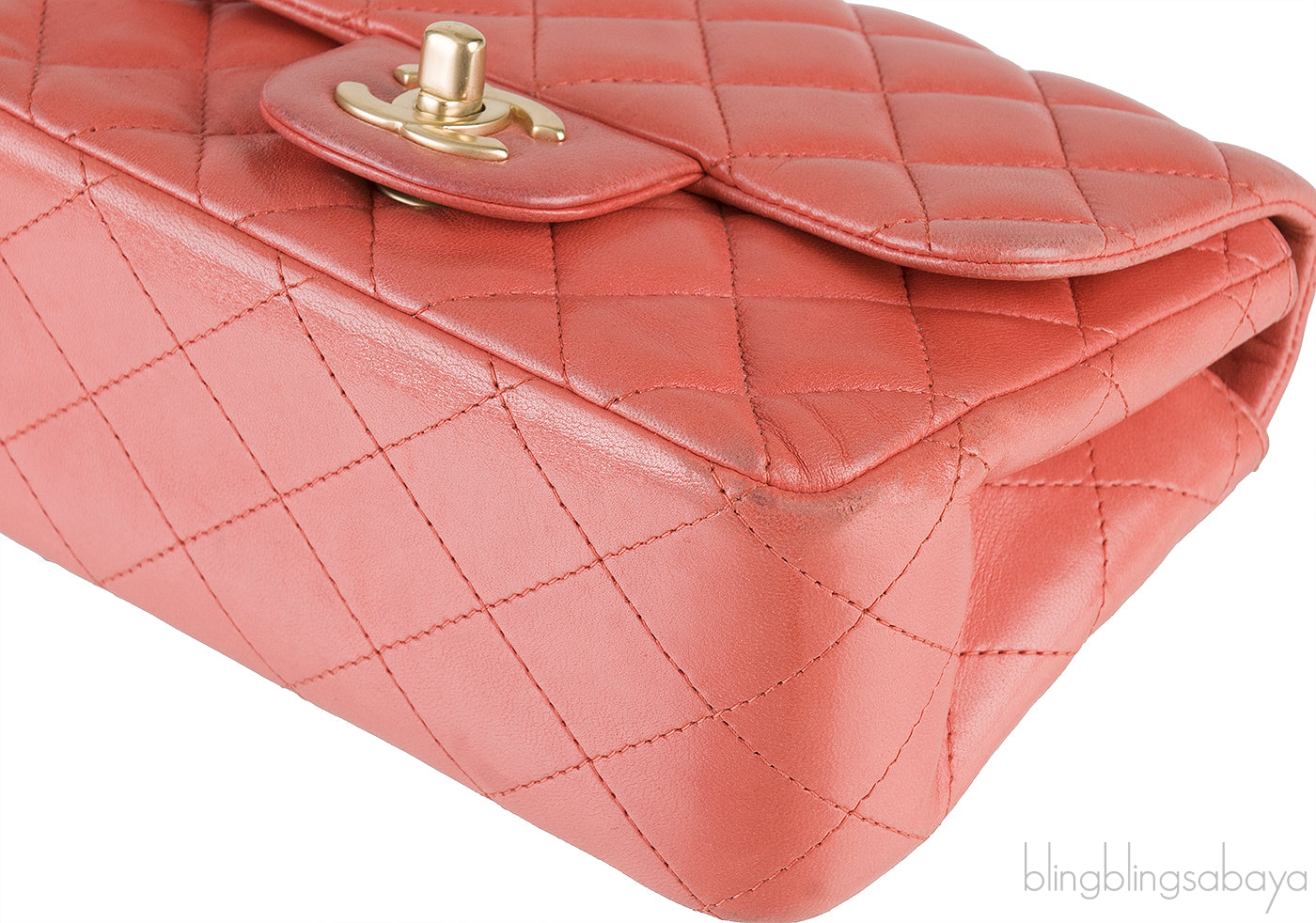 Coral Quilted Mini Flap Bag