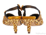 Dolce & Gabbana Yellow Mustard Crystal Slingback Heels