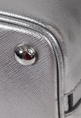 Silver Saffiano Promenade Top Handle Bag