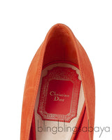 Christian Dior Orange Suede Pointed Heels