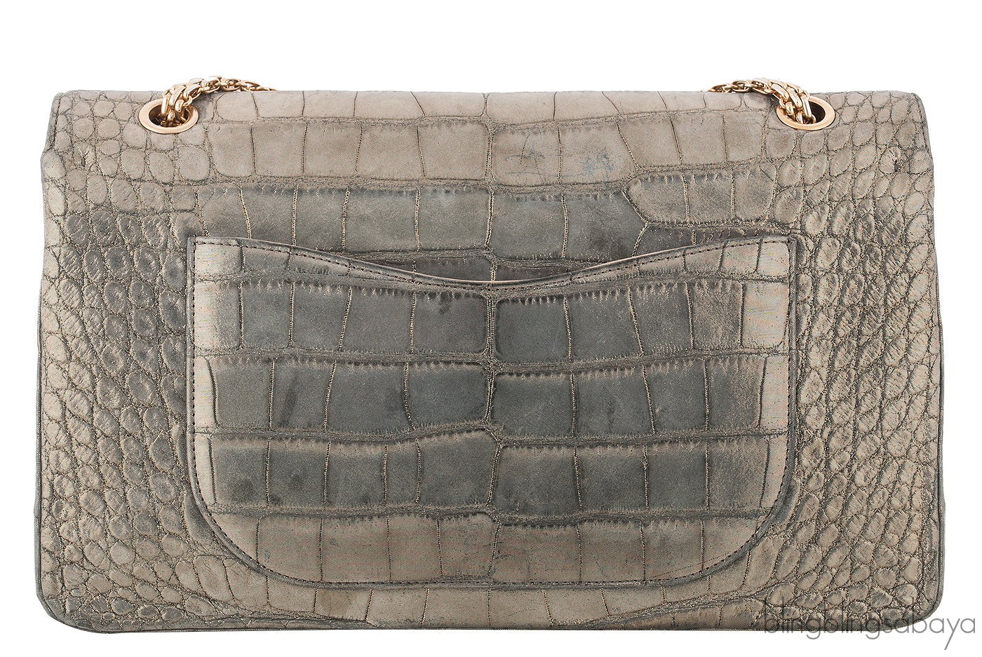 Metallic Gold Crocodile Flap Bag
