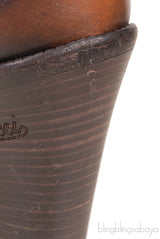 Brown Brogue Perforated High Boots