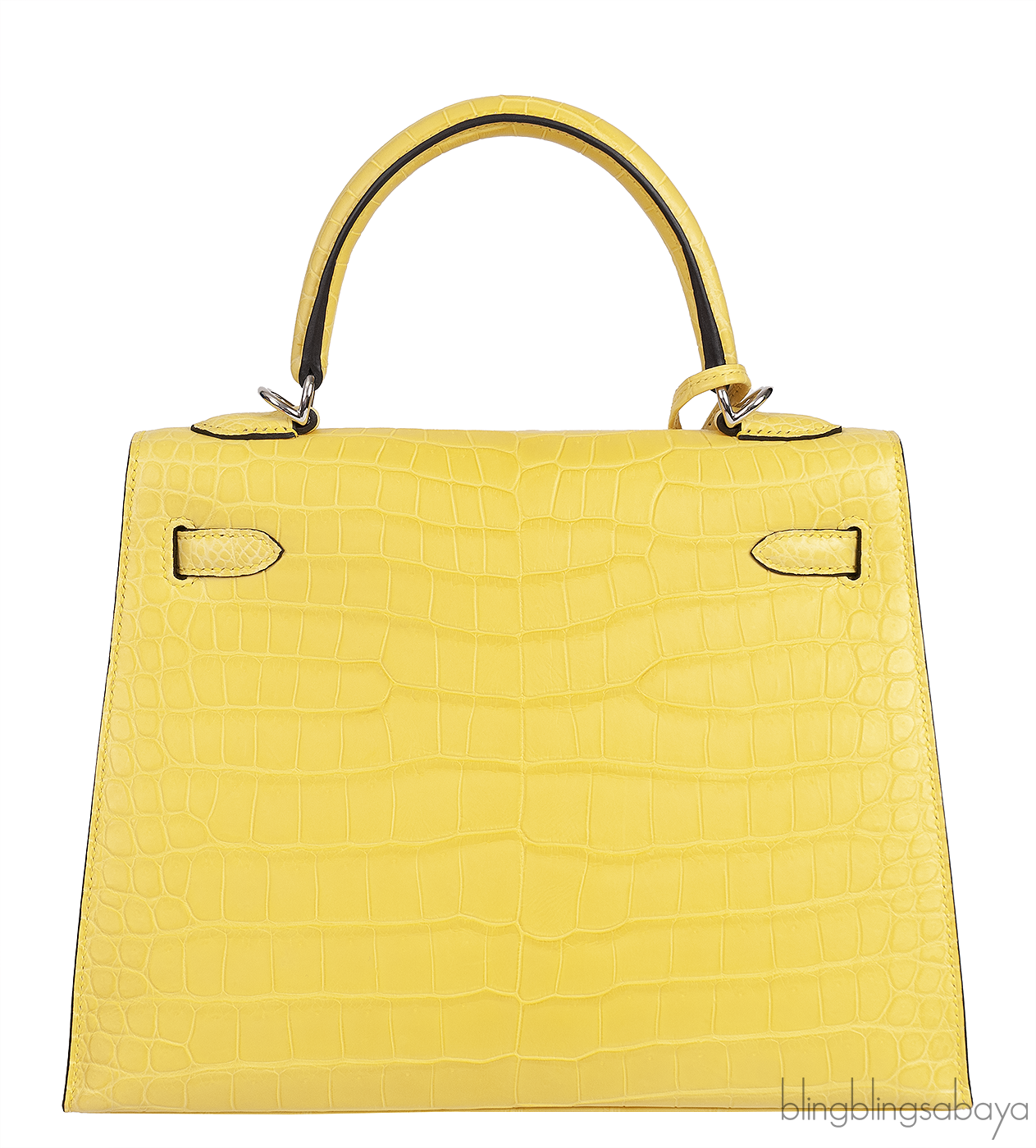 Hermes Kelly 25 Sellier Mimosa Matte Porosus Crocodile PHW