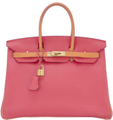 Birkin 35 Bicolor Rose Jaipur/Orange