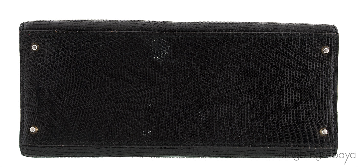 Vintage Black Lizard Top Handle Bag