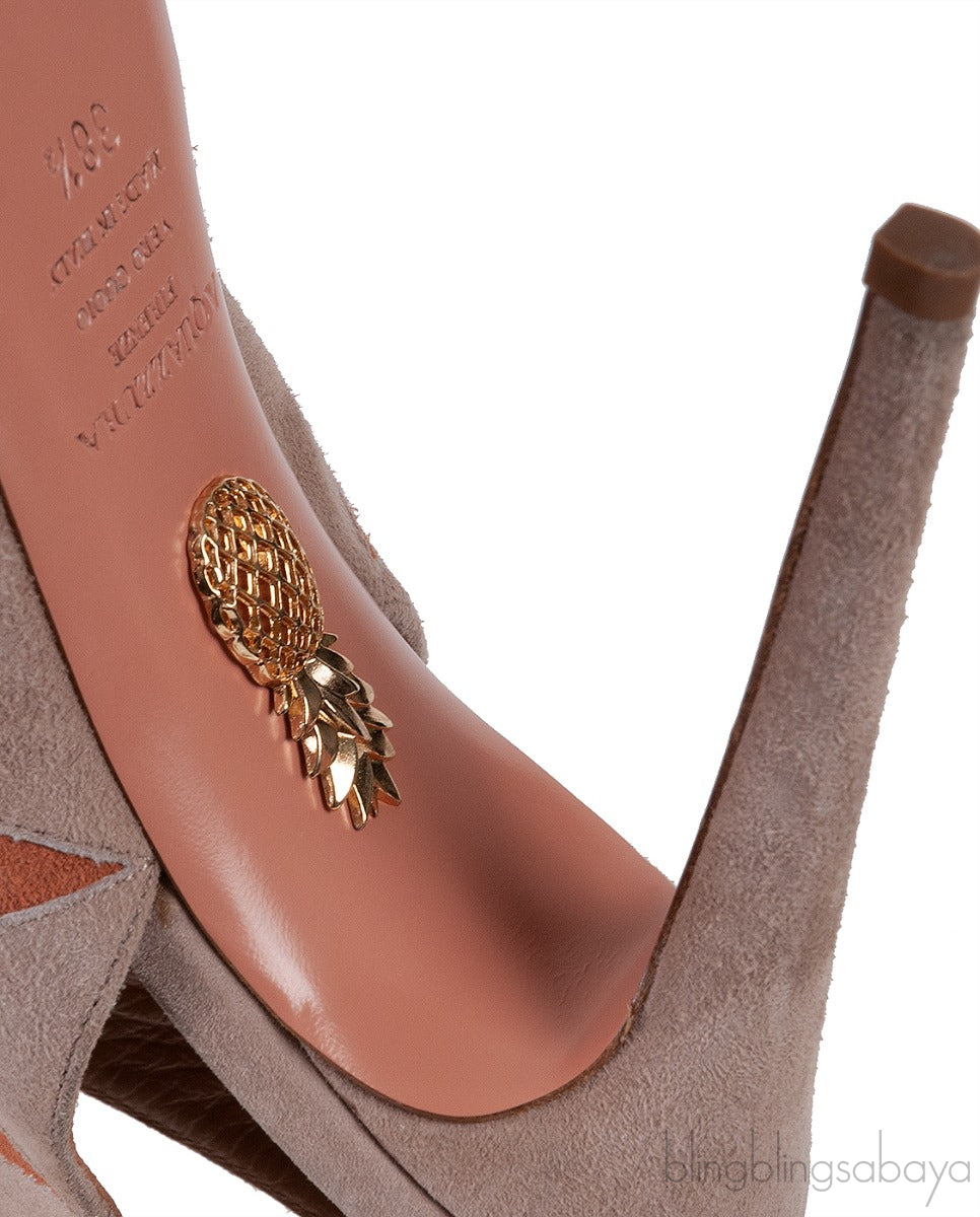 Tri-color Suede Peep Toe Sandals