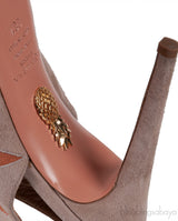 Tri-color Suede Peep Toe Sandals
