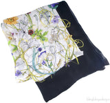 Black Floral Silk Scarf