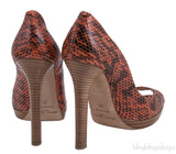 Python Orange Peep Toe
