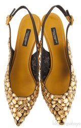 Yellow Mustard Crystal Slingback Heels