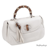 Gucci White Large Bamboo Top Handle Bag