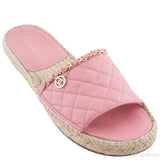 Pink Quilted Chain Slipper